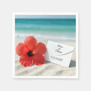Beach Hibiskus Blume mit Hochzeitsumschlag Serviette
