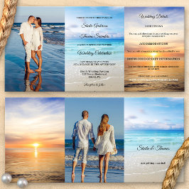 Beach Hochzeit in Urlaubsort dreiteilige Einladung