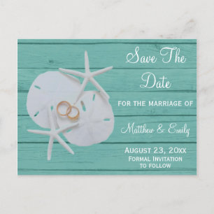 Beach Hochzeit in Urlaubsort Save the Date Postkar Ankündigungspostkarte