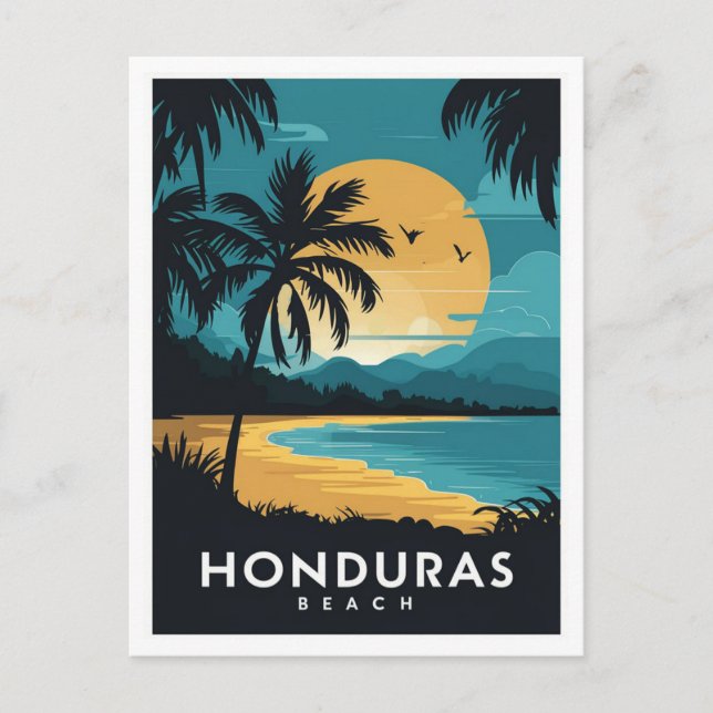 Beach Honduras Retro Travel Postkarte (Vorderseite)