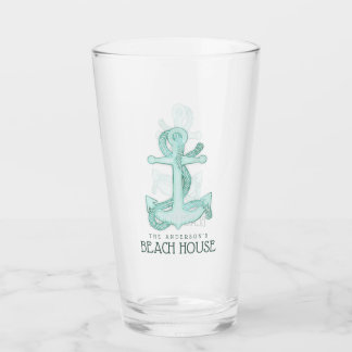 Beach House Anchor & Rope Aqua Blue ID623 Glas