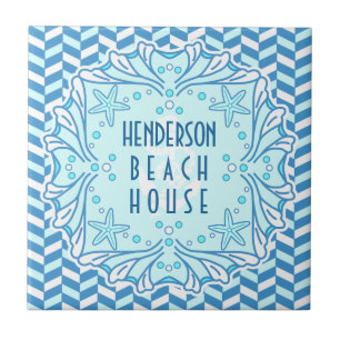 Beach House Art Deco Muschel und Herringbone Custo Fliese