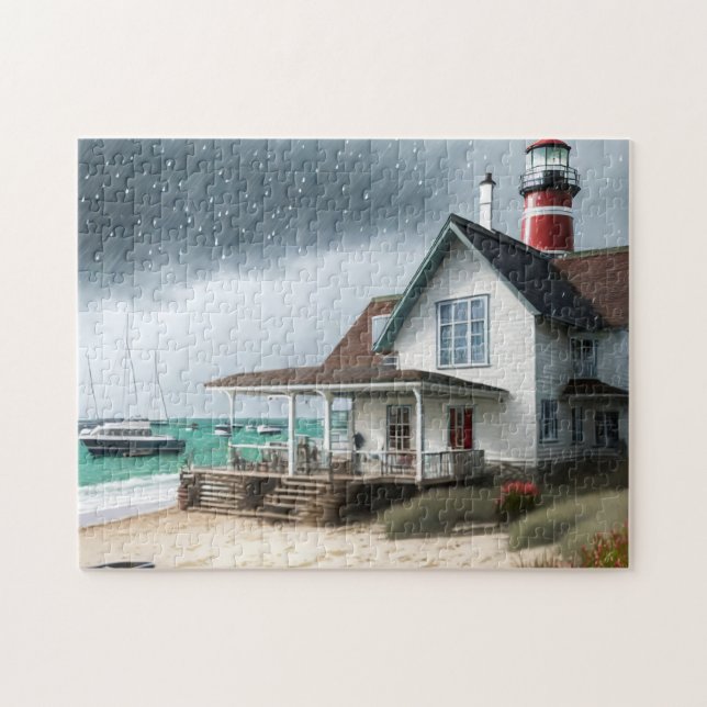 Beach House Art Foto Puzzles Internet Jigsaw Puzz (Horizontal)