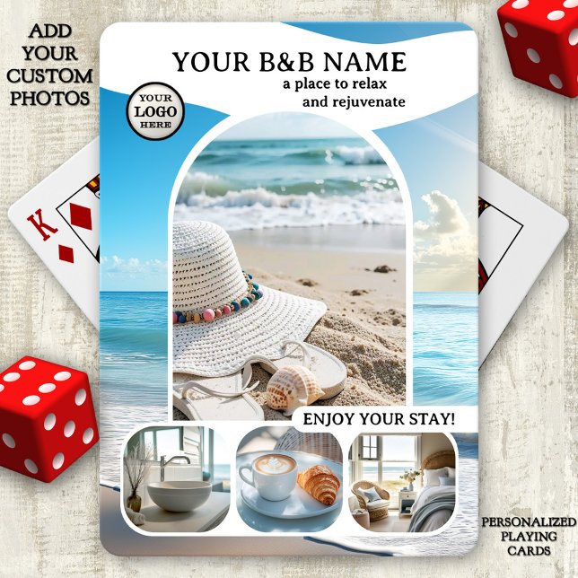 Beach House B&B FotoCollage Spielkarten (Beach house or B&B playing cards featuring a collage with your custom photos)