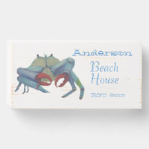 Beach House Blue Crab Personalisiert Est. Jahr