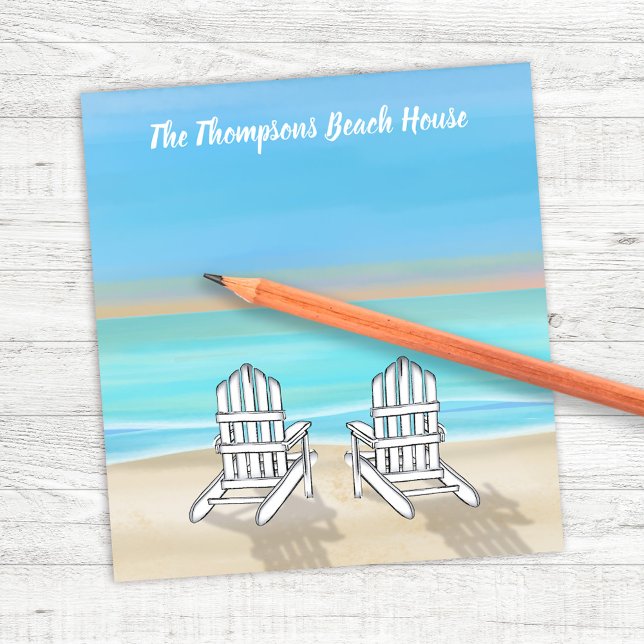 Beach House Blue Ocean Personalisiert Notizblock (Beach House Personalized Notepad.)