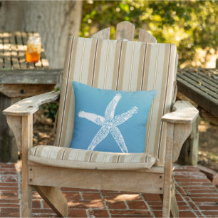 Beach House Blue Starfish Coastal  Kissen