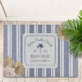 Beach House Blue Stripes Coastal Boho Bauernhof Fußmatte