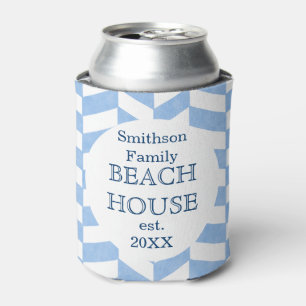 Beach House Blue White Herringbone INDIVIDUELLE Dosenkühler