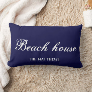Beach House Boat Navy Blue Custom Coordinates Lendenkissen