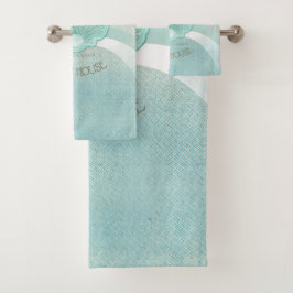 Beach House Clam Muschel Aqua Blue ID623 Badhandtuch Set