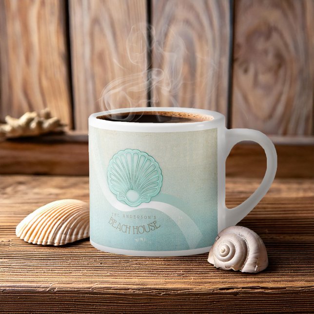 Beach House Clam Muschel Aqua Blue ID623 Espressotasse (Von Creator hochgeladen)