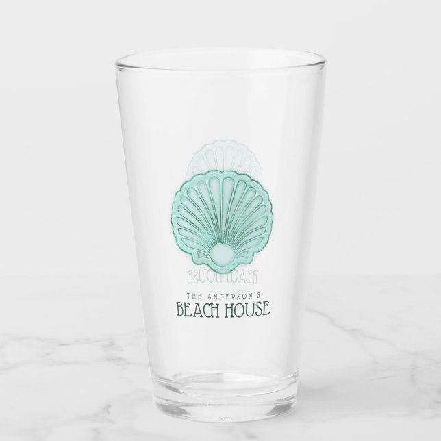 Beach House Clam Muschel Aqua Blue ID623 Glas (Vorderseite)