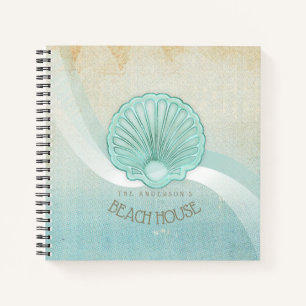 Beach House Clam Muschel Aqua Blue ID623 Notizbuch