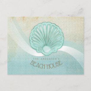 Beach House Clam Muschel Aqua Blue ID623 Postkarte