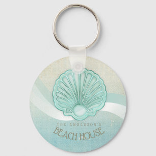 Beach House Clam Muschel Aqua Blue ID623 Schlüsselanhänger