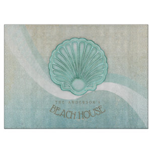 Beach House Clam Muschel Aqua Blue ID623 Schneidebrett