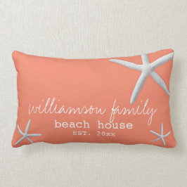 Beach House Coastal Starfish Light Coral Lendenkissen