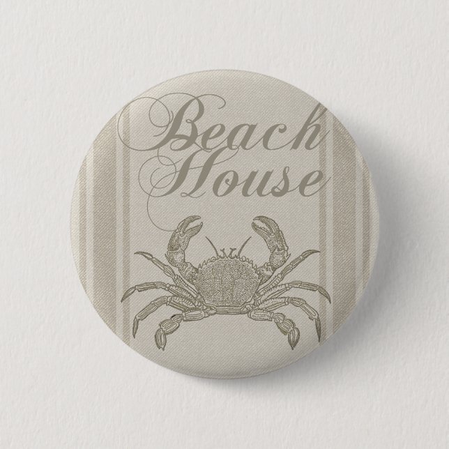 Beach House Crab Küste Vintag Button (Vorderseite)