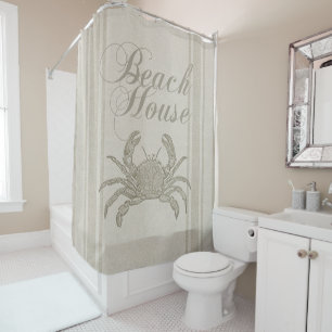 Beach House Crab Küste Vintag Duschvorhang