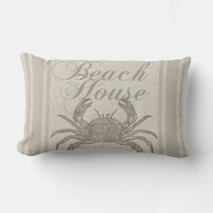 Beach House Crab Küste Vintag Lendenkissen