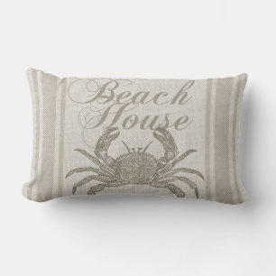 Beach House Crab Küste Vintag Lendenkissen