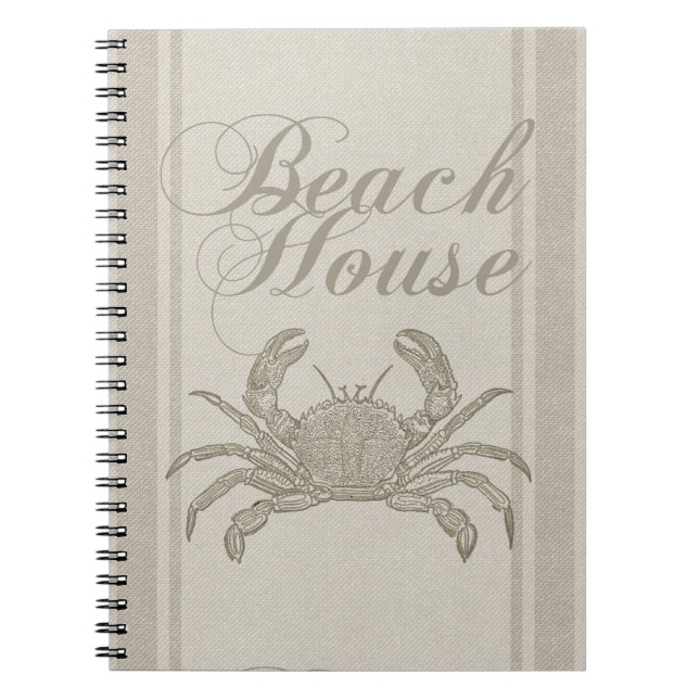Beach House Crab Küste Vintag Notizblock (Vorderseite)
