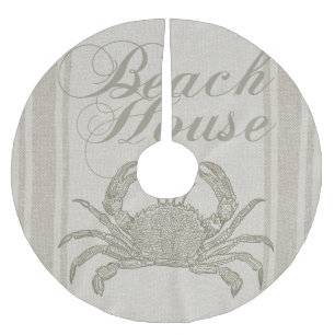 Beach House Crab Küste Vintag Polyester Weihnachtsbaumdecke