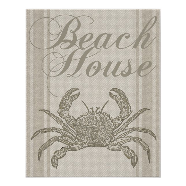 Beach House Crab Küste Vintag Poster (Vorderseite)