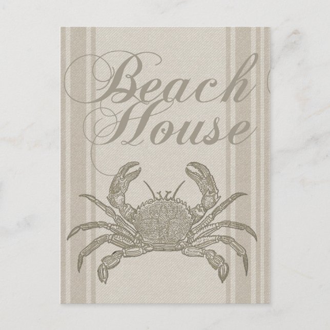Beach House Crab Küste Vintag Postkarte (Vorderseite)