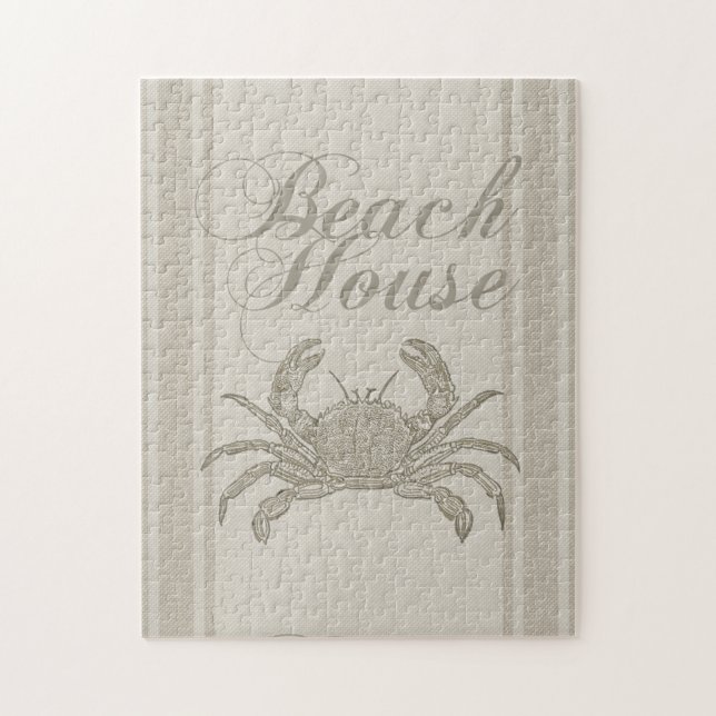 Beach House Crab Küste Vintag Puzzle (Vertikal)