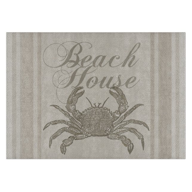 Beach House Crab Küste Vintag Schneidebrett (Vorderseite)
