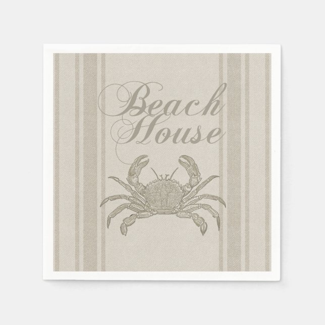 Beach House Crab Küste Vintag Serviette (Vorderseite)