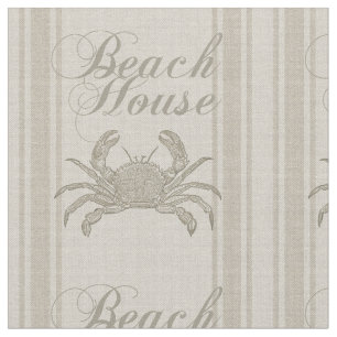 Beach House Crab Küste Vintag Stoff