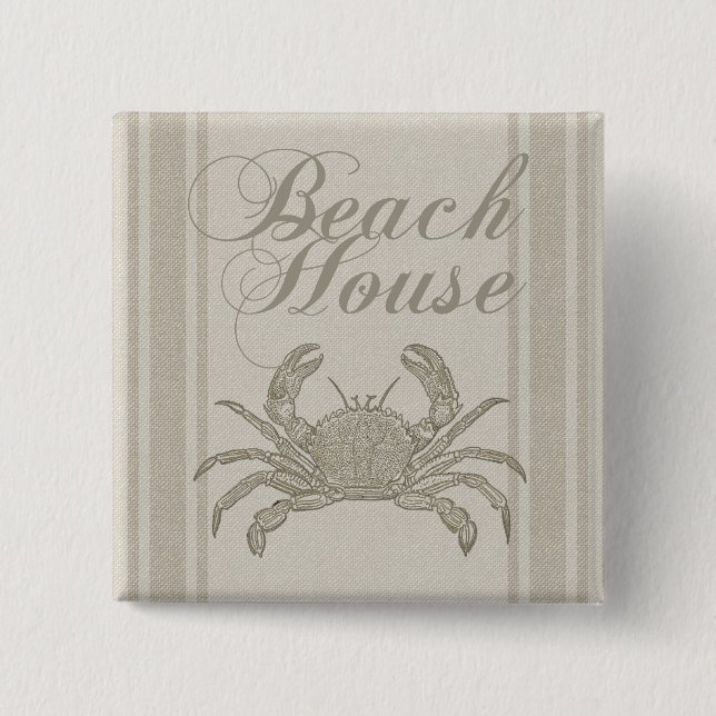 Beach House Crab Seashore Button (Vorderseite)