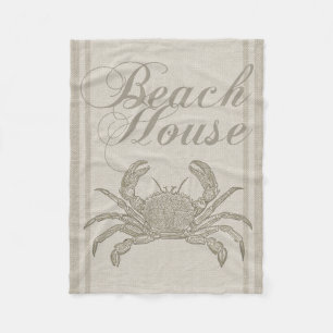 Beach House Crab Seashore Fleecedecke
