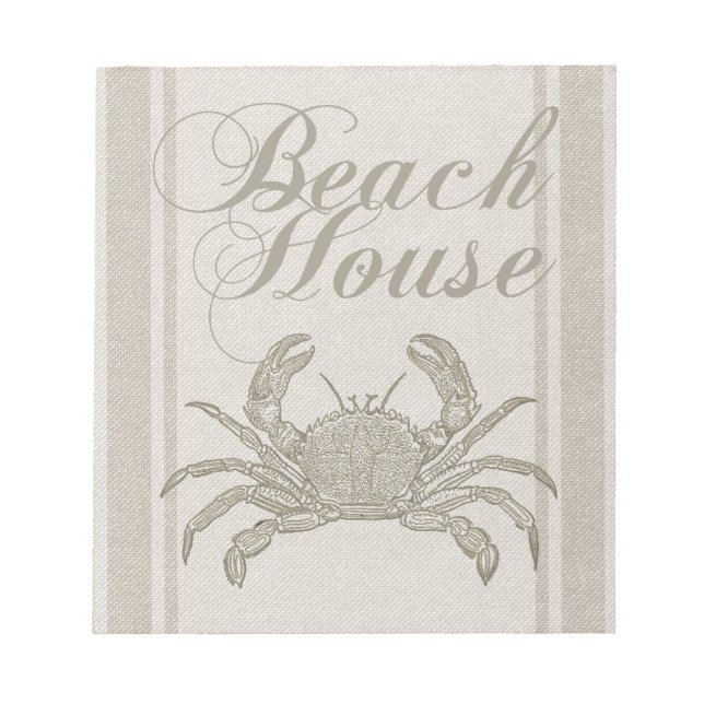 Beach House Crab Seashore Notizblock (Vorderseite)