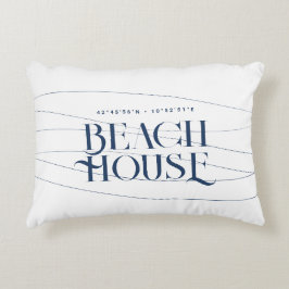Beach House Custom Coordinates Navy Blue Dekokissen