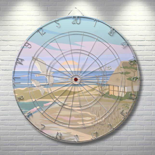 Beach House Dartscheibe (Artistic Colorful Beach Dart Board)