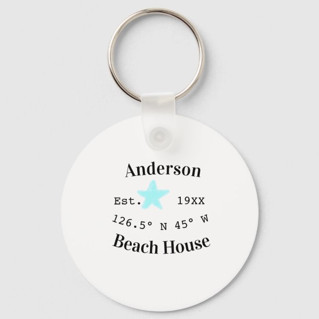 Beach house Date year custom coordinates add est. Schlüsselanhänger (Vorderseite)
