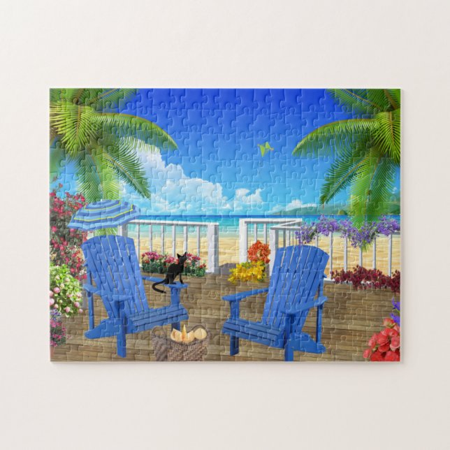 Beach House Erweg | Tropisches Paradies Puzzle (Horizontal)