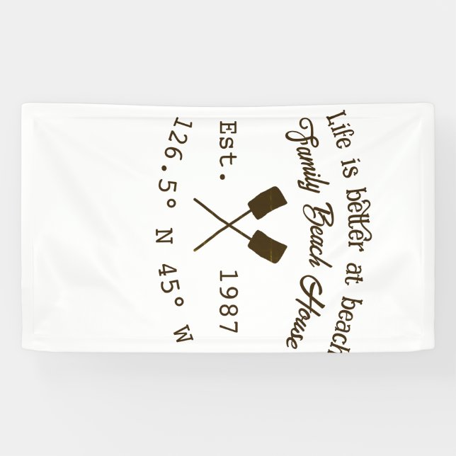 Beach house ets. Date year custom coordinates add  Banner (Horizontal)