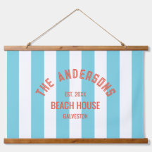 Beach House Familienname Blue Cabana Stripe
