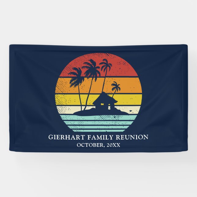 Beach House Family Wiedersehen Nautical Palm Trees Banner (Horizontal)