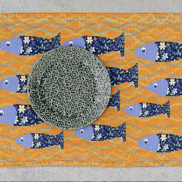 Beach House Fish Seascape Seaside Fischer Stofftischset