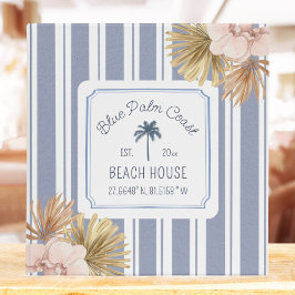 Beach House Guest Information Blue Stripes Coast 3,8 Cm Ordner