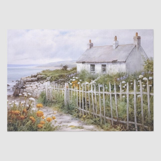 Beach House Hütte Landschaft Ocean Garden Seidenpapier (Vorderseite)