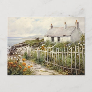 Beach House Hütte Seaside Zaun Urlaub Vintag Postkarte