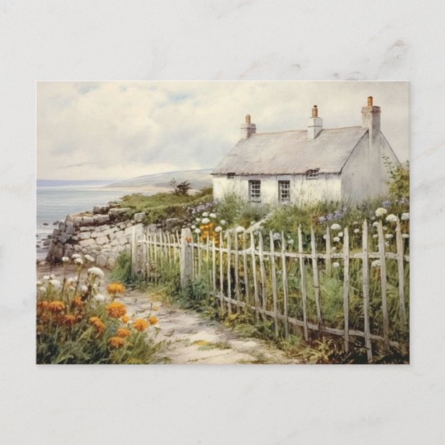 Beach House Hütte Seaside Zaun Urlaub Vintag Postkarte (Vorderseite)
