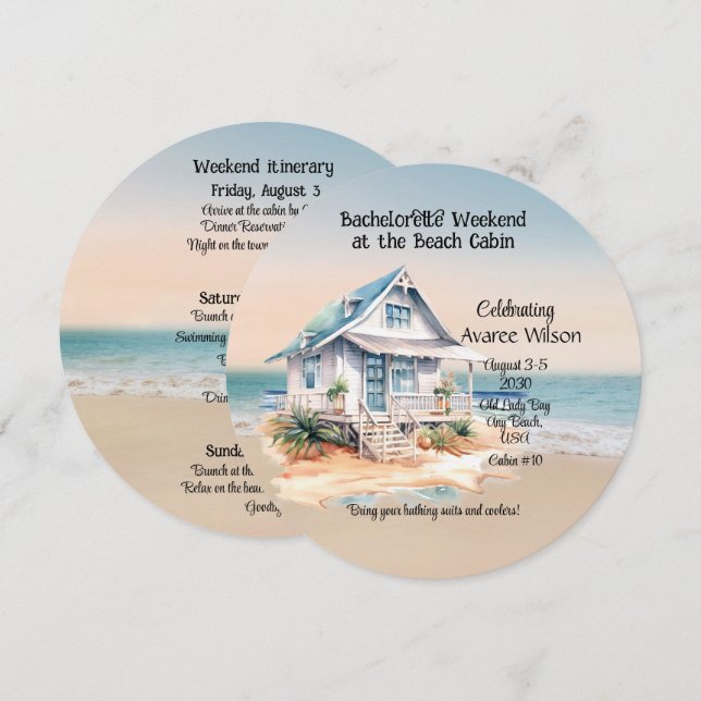Beach House Junggeselinnen-Abschied Einladung (Vorne/Hinten)